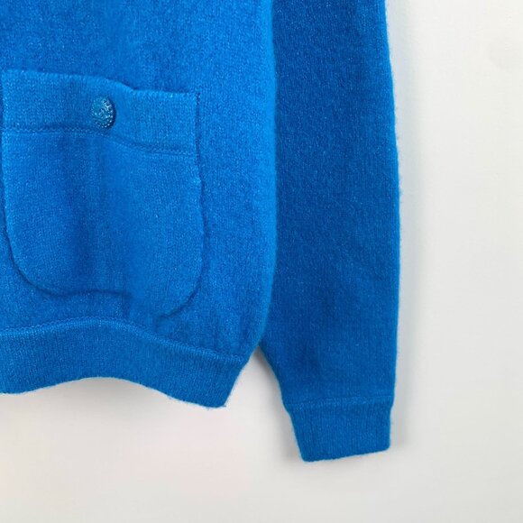 Chanel Blue Wool-Cashmere Blend Single-Breasted Cardigan With Pockets & Button D - Picture 5 of 8